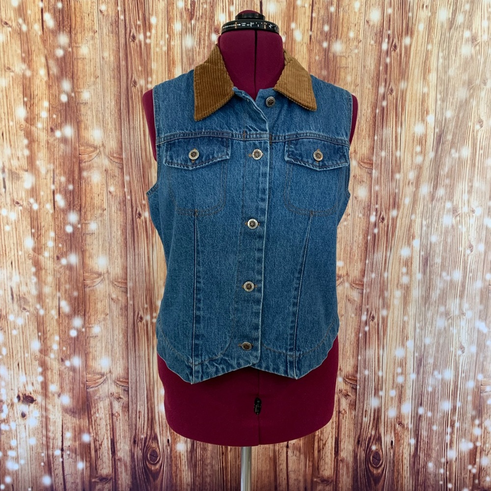 Faded Glory Vintage Jean Vest Size Large Western Ranch Wear